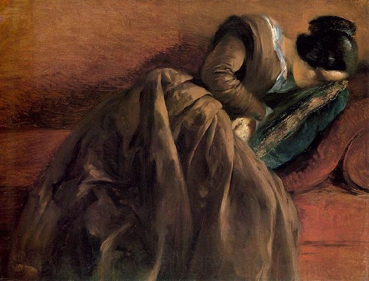Adolph von Menzel Sister Emily Sleeping Norge oil painting art